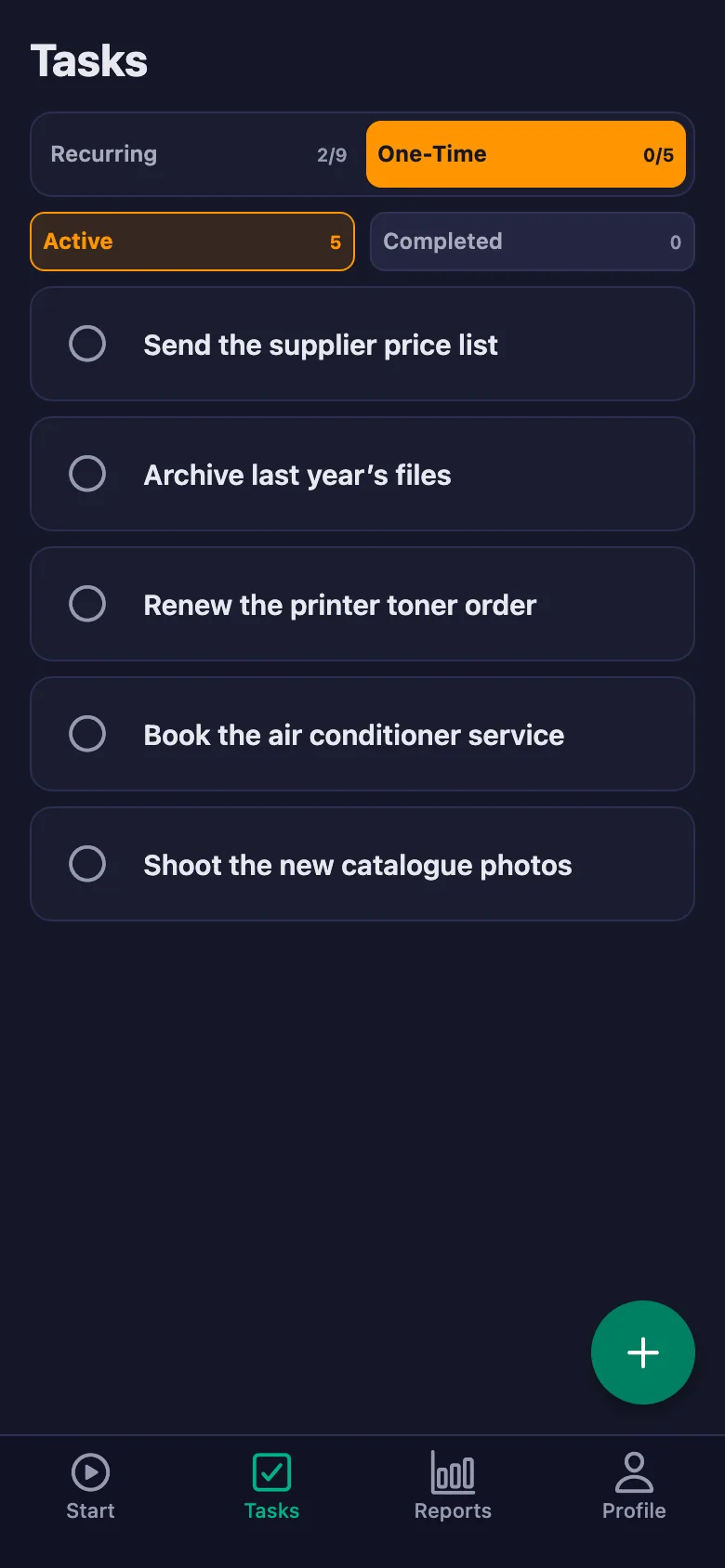 Daily tasks reopen every day.