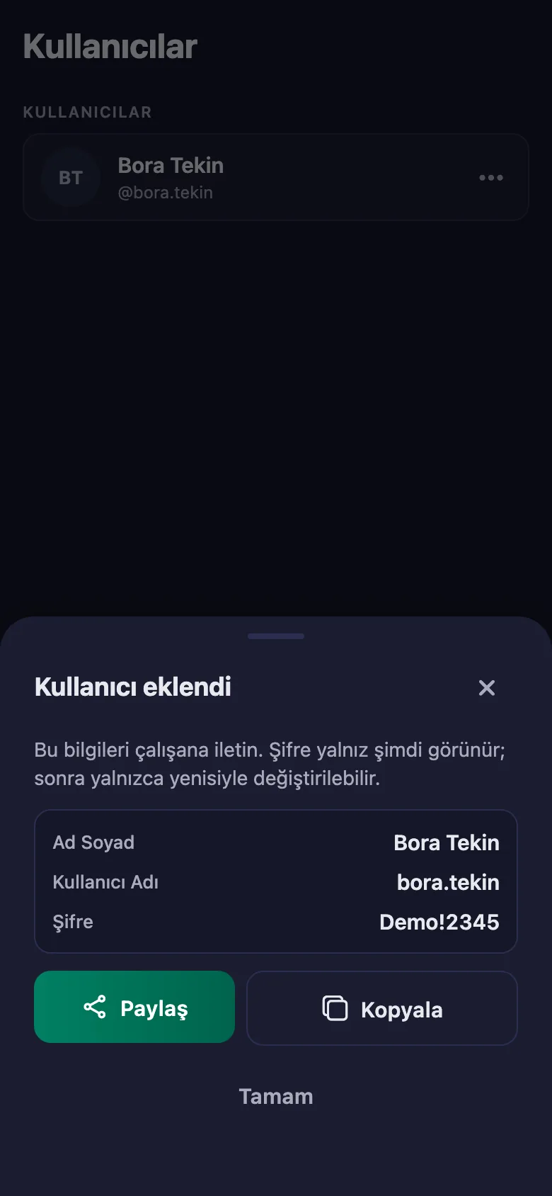 Her sporcuya kullanıcı adı ve şifre veriyorsunuz; hemen giriş yapabiliyorlar.