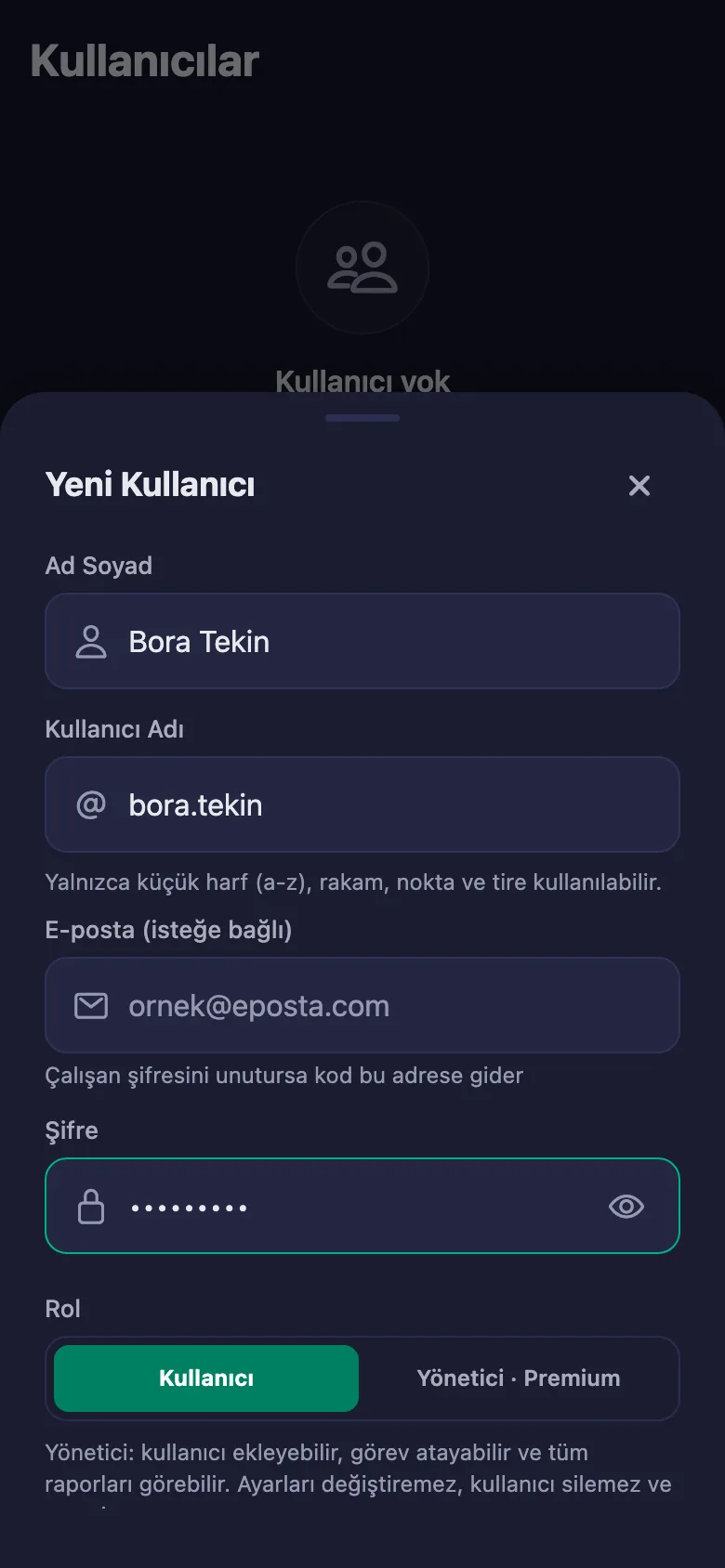 Her sporcuya kullanıcı adı ve şifre veriyorsunuz; hemen giriş yapabiliyorlar.