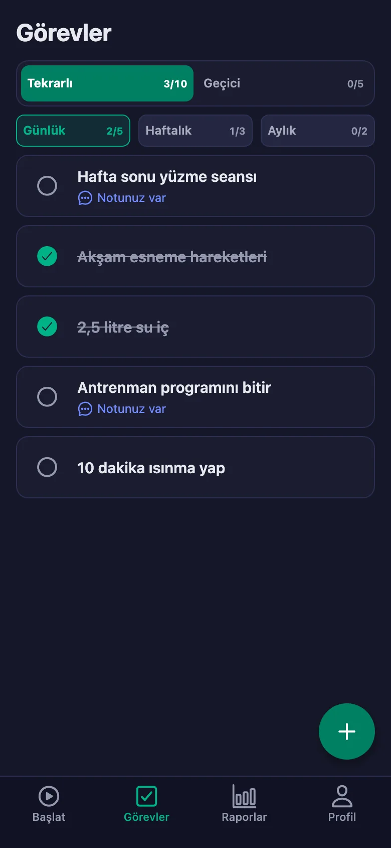 Yapılmamış maddeniz varsa telefonunuza bildirim düşüyor.