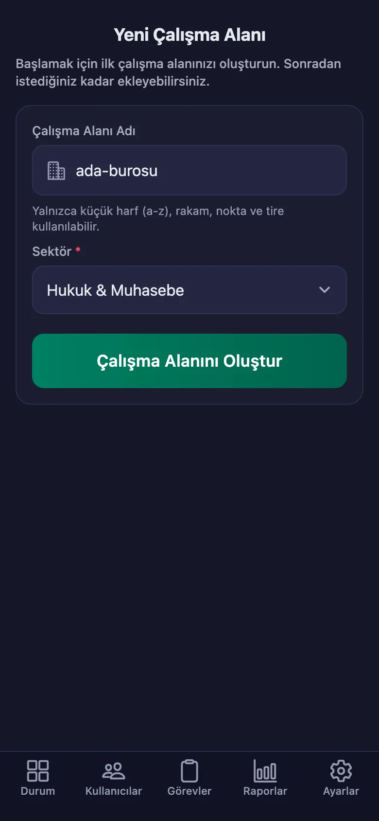 Alana verdiğiniz ad, ekibin gireceği kodun da kendisi.