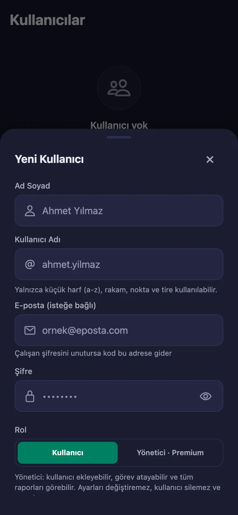 Her kişiye kullanıcı adı ve şifre veriyorsunuz; hemen giriş yapabiliyorlar.