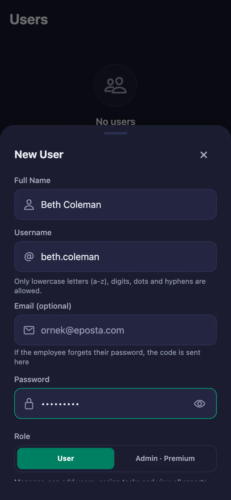 You give each person a username and password; they can sign in straight away.