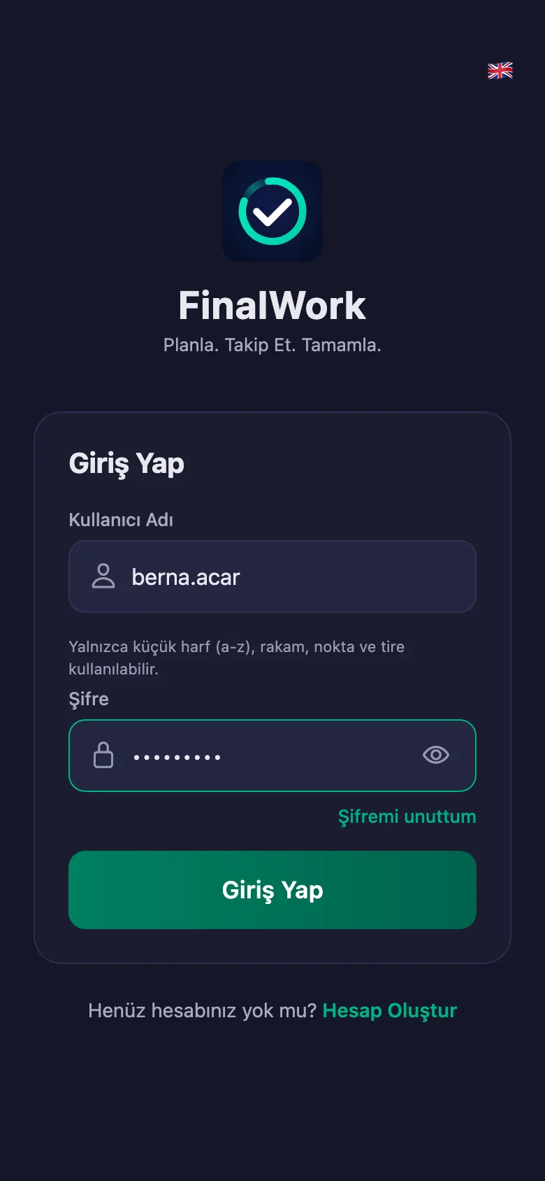 Büro sahibinin verdiği kullanıcı adı ve şifre yeterli.