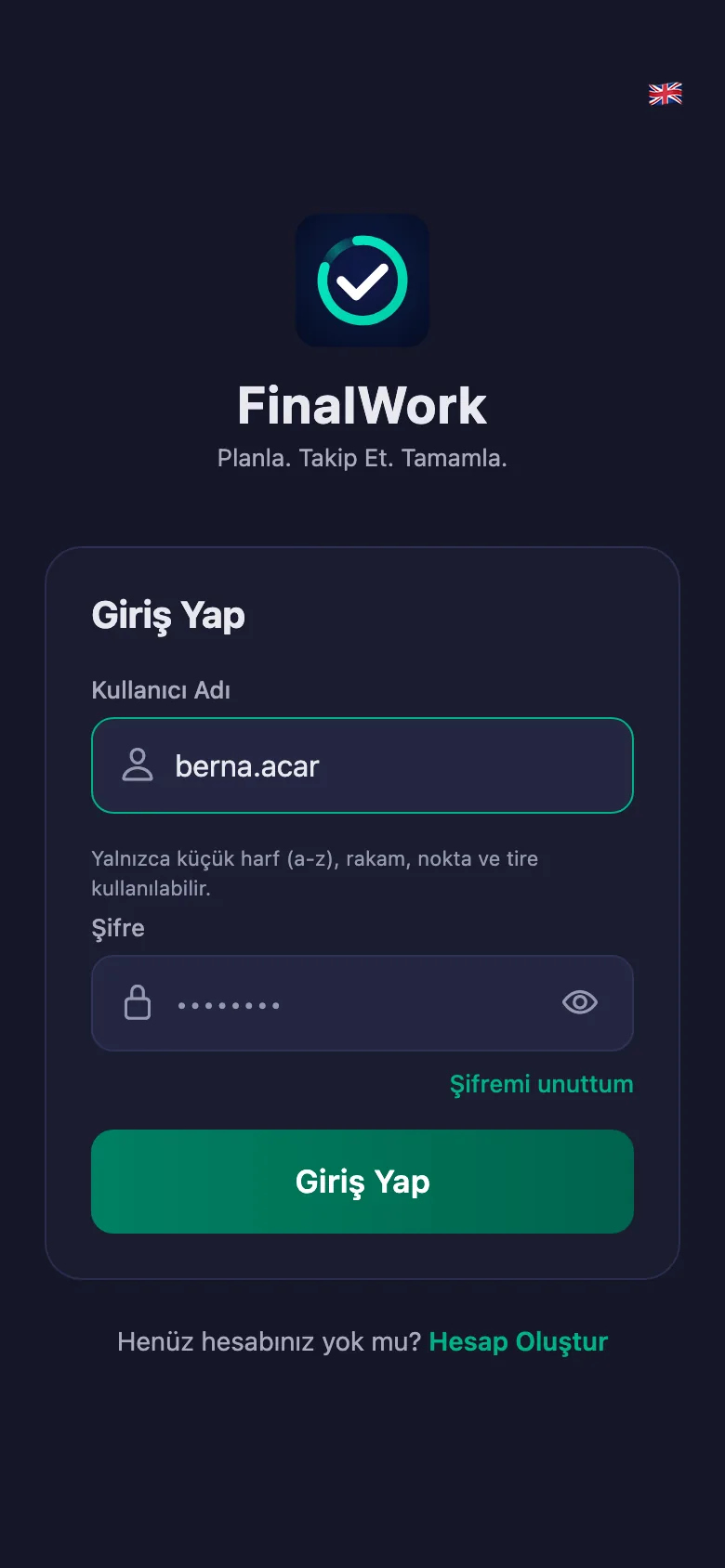 Büro sahibinin verdiği kullanıcı adı ve şifre yeterli.