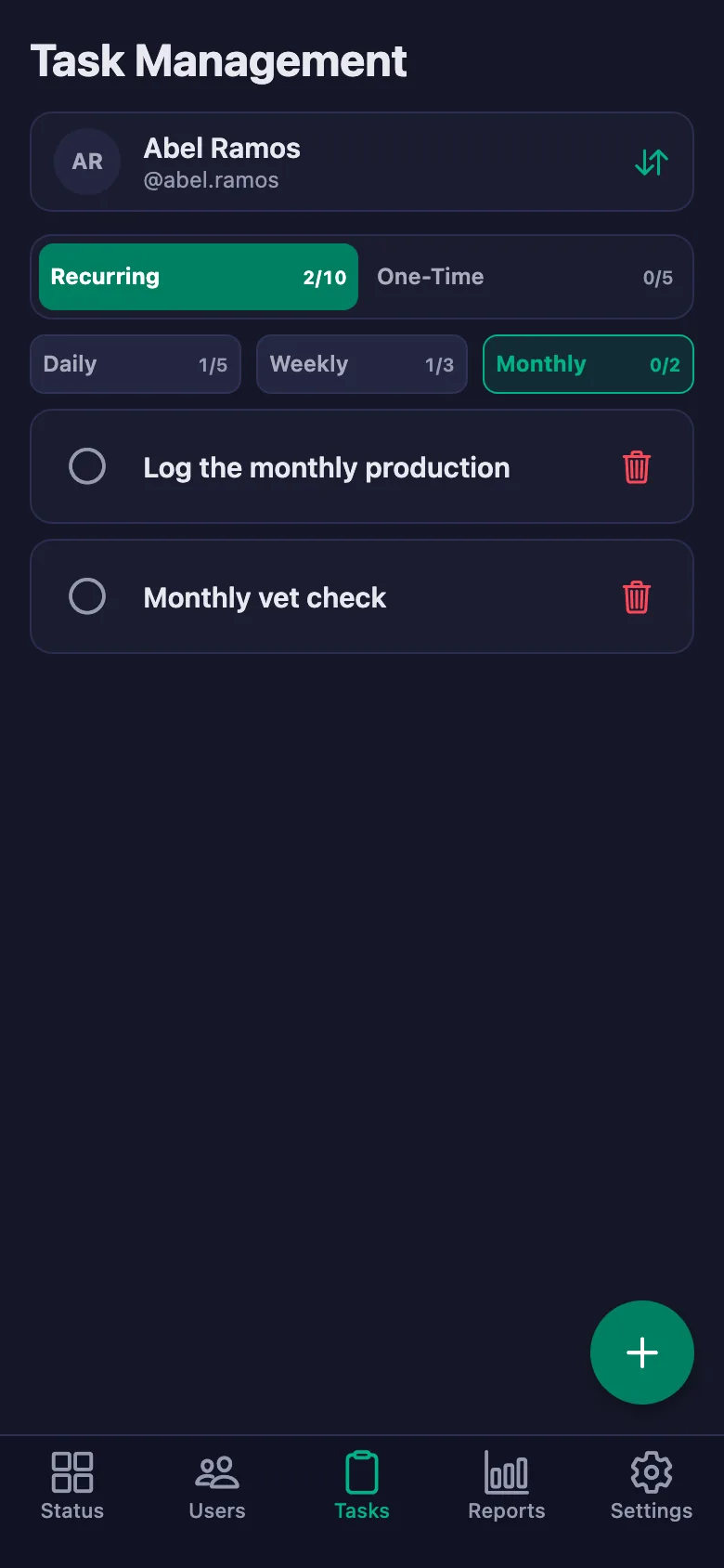 You add the daily records one by one, and see your crew's note in the same place.