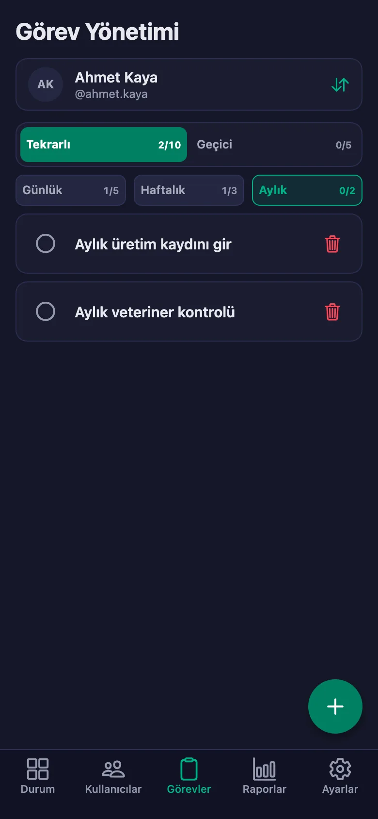 Günlük kayıtları madde madde ekliyor, ekibin yazdığı notu aynı yerde görüyorsunuz.