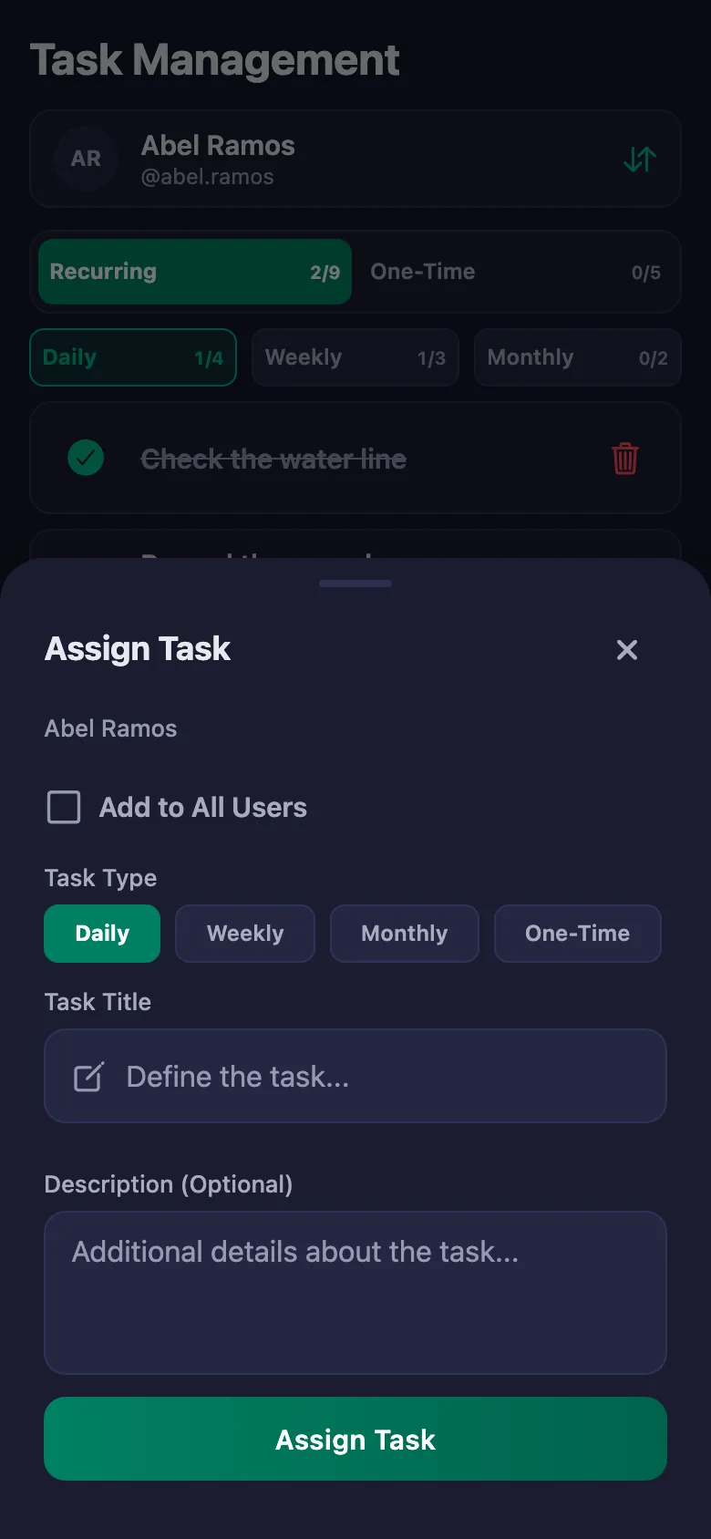 You add the daily records one by one, and see your crew's note in the same place.