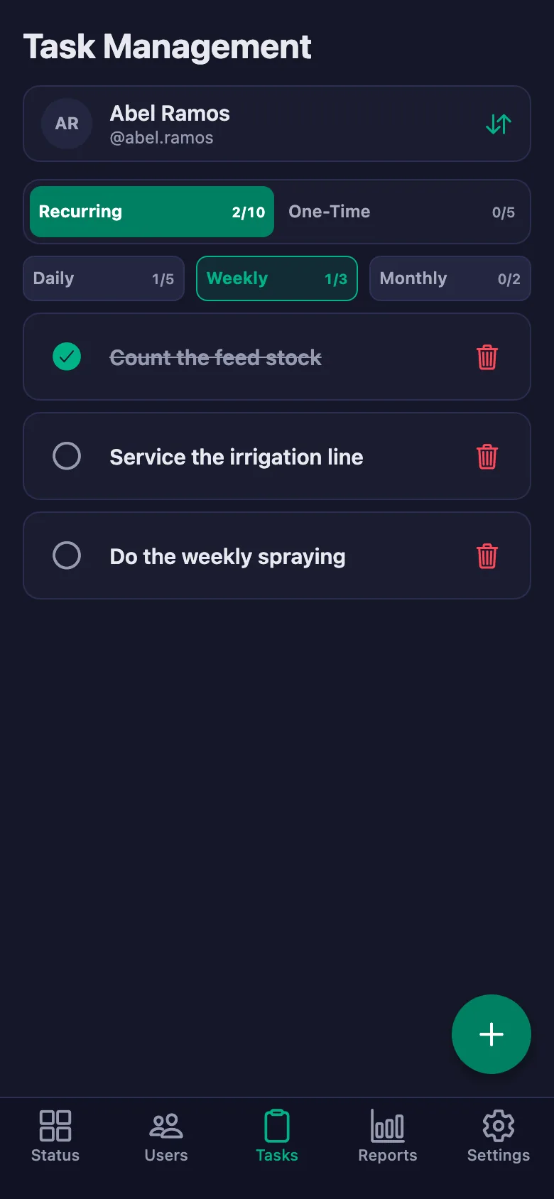 You add the daily records one by one, and see your crew's note in the same place.