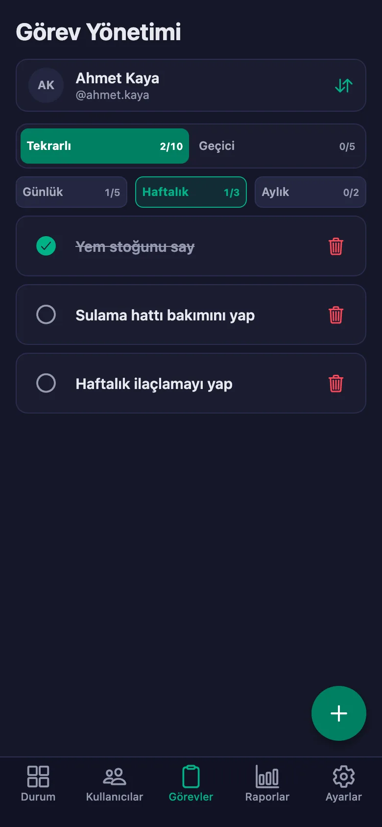 Günlük kayıtları madde madde ekliyor, ekibin yazdığı notu aynı yerde görüyorsunuz.