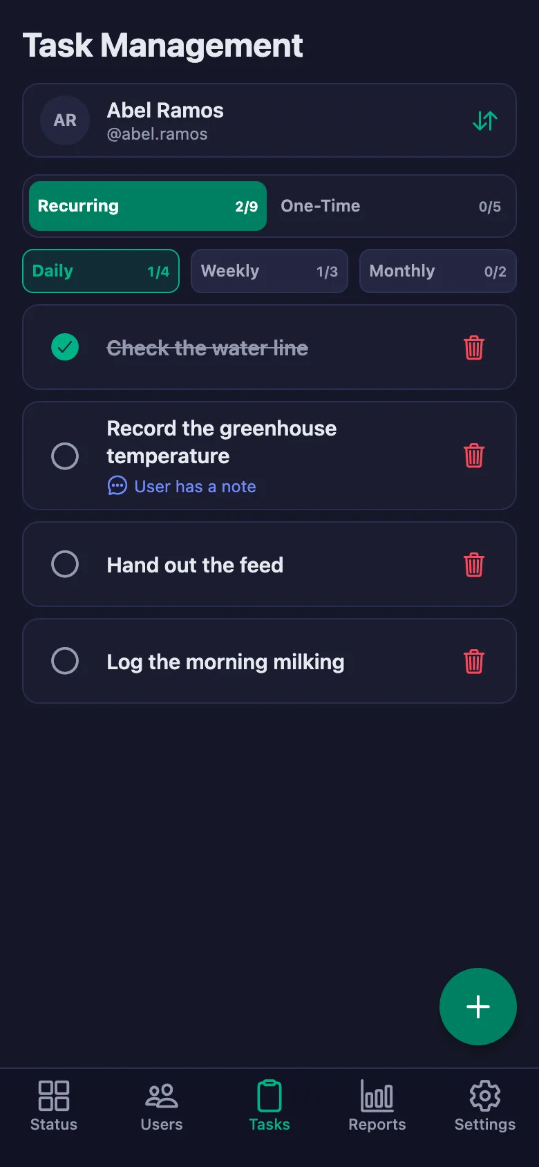 You add the daily records one by one, and see your crew's note in the same place.