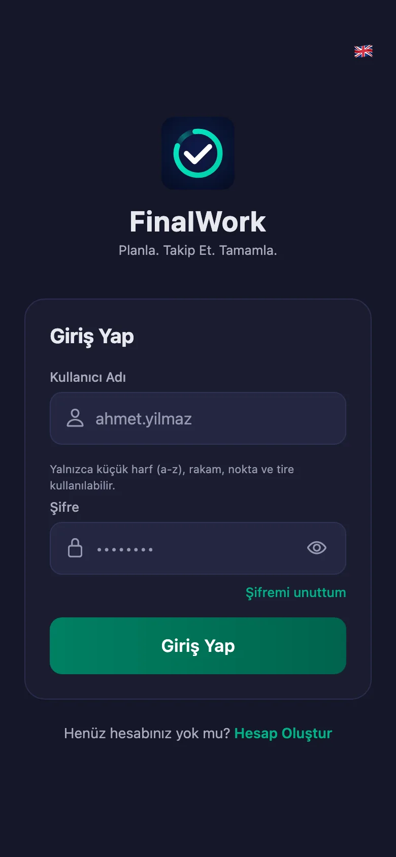 Çiftlik sahibinin verdiği kullanıcı adı ve şifre yeterli.