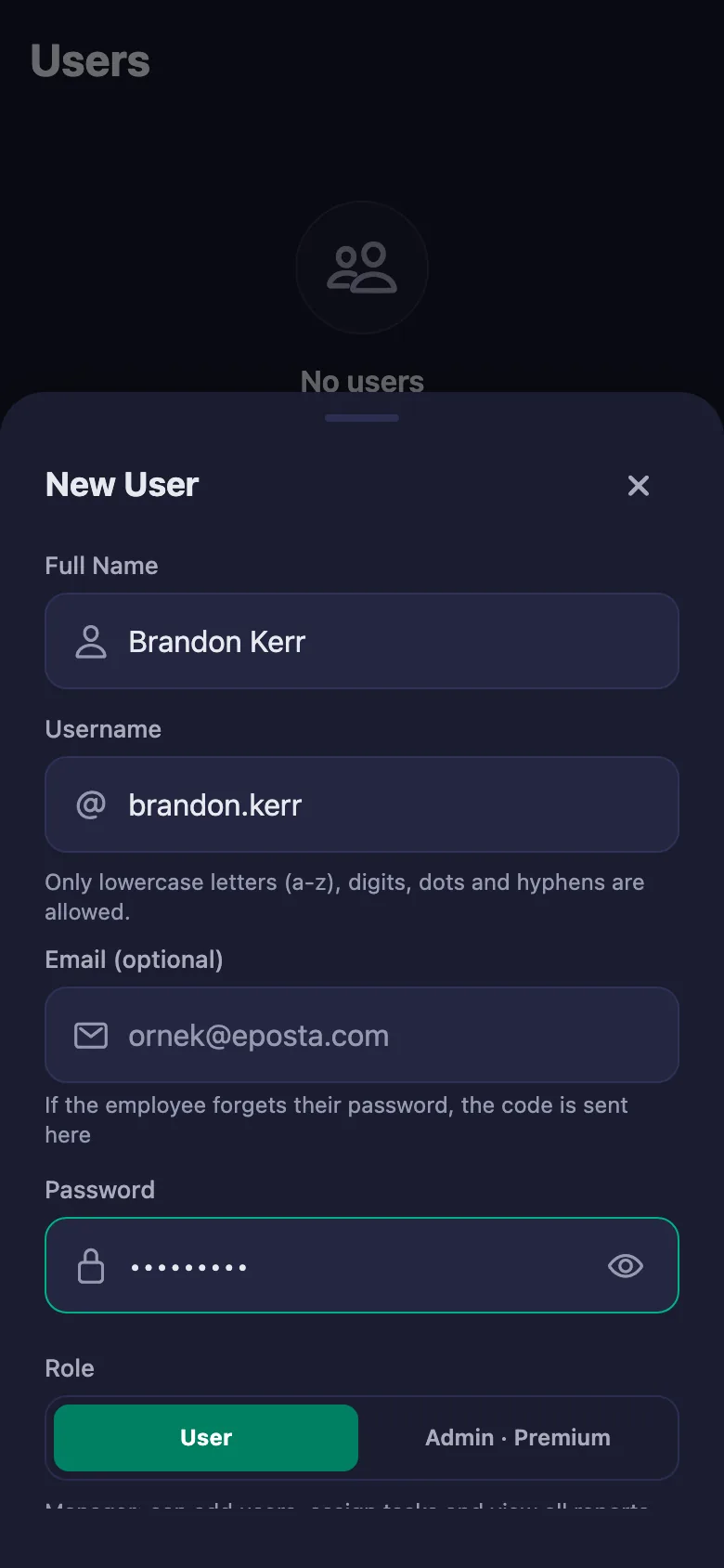 You give each person a username and password; they can sign in straight away.