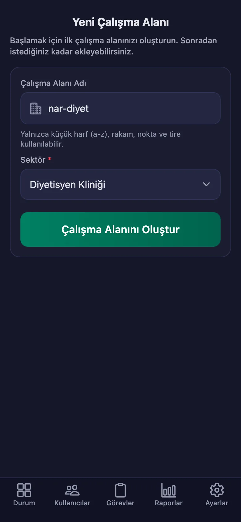 Alana verdiğiniz ad, danışanların gireceği kodun da kendisi.