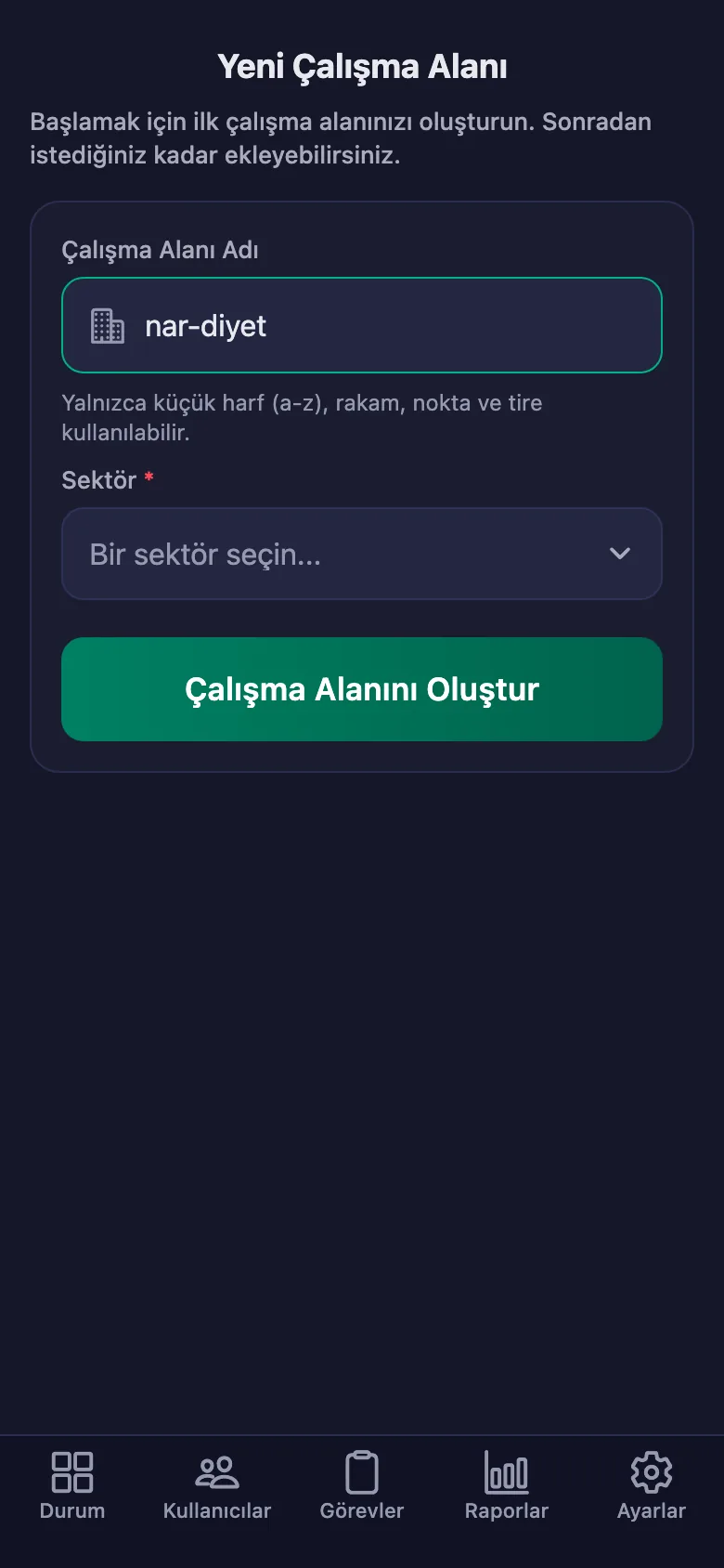 Alana verdiğiniz ad, danışanların gireceği kodun da kendisi.
