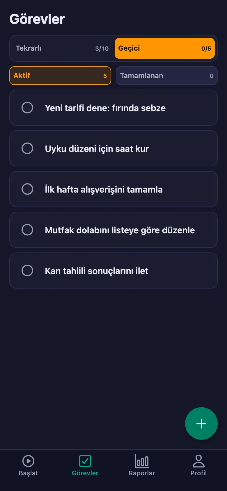 Günlük maddeler her gün yeniden açılıyor.