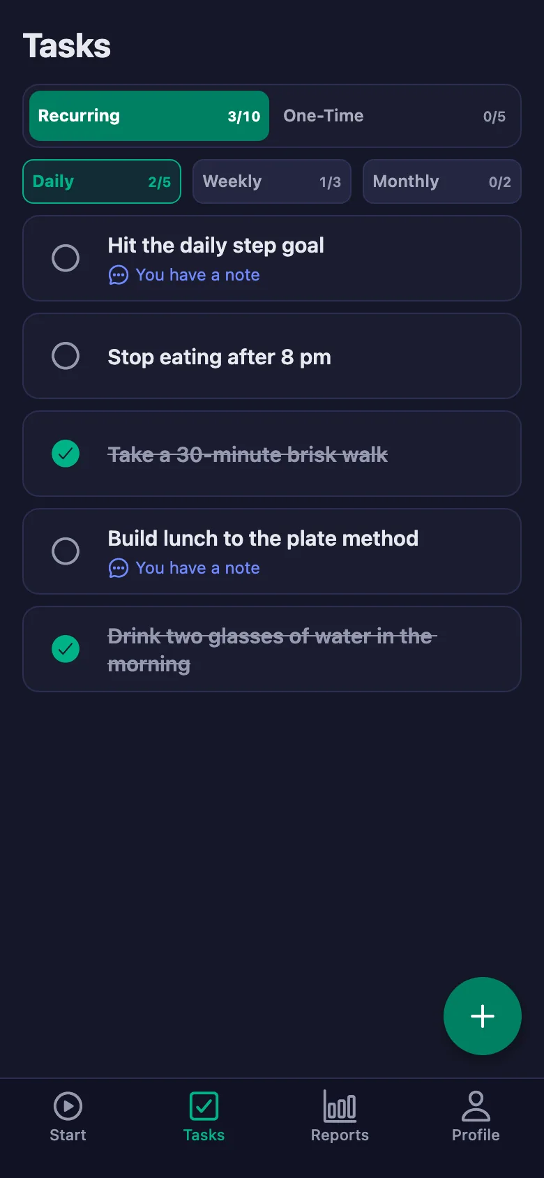 If you still have unticked items, a notification lands on your phone.