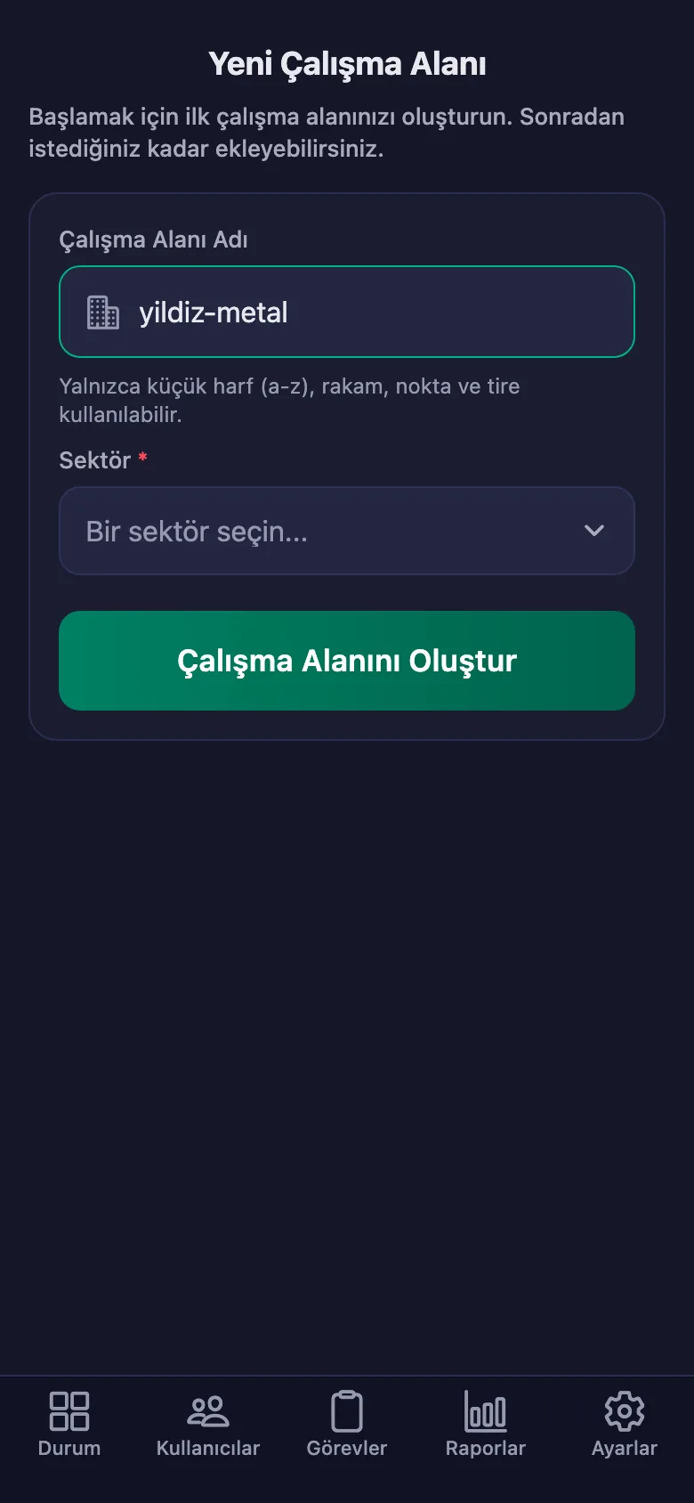 Alana verdiğiniz ad, personelin gireceği kodun da kendisi.