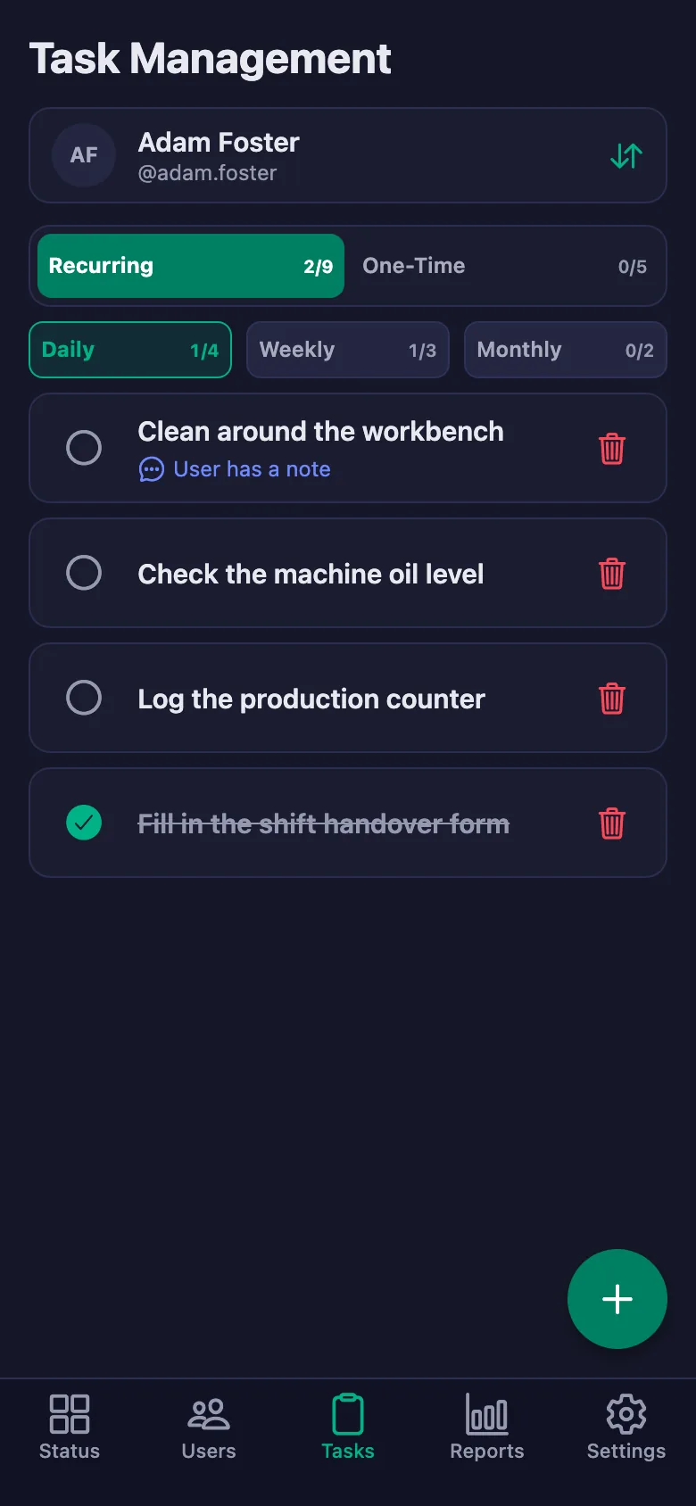 Daily, weekly, monthly and one-time tasks — to everyone at once if you like.