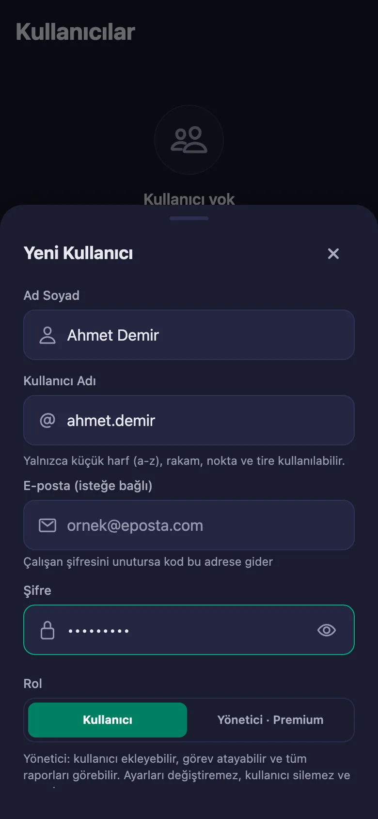 Her kişiye kullanıcı adı ve şifre verin; hemen giriş yapabilirler.