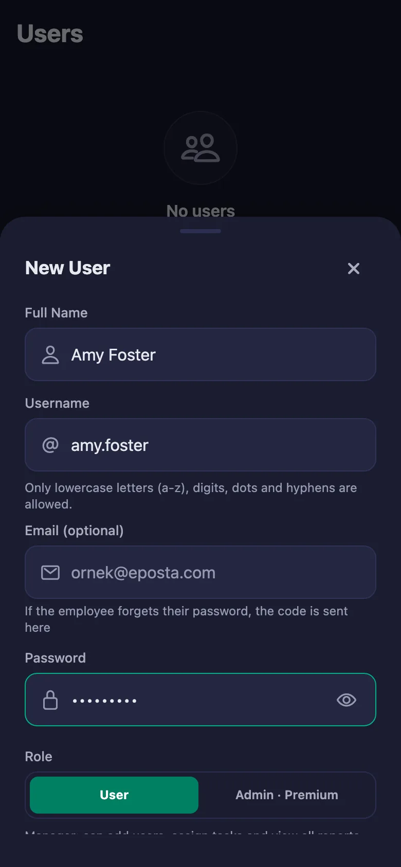 You give each person a username and password; they can sign in straight away.