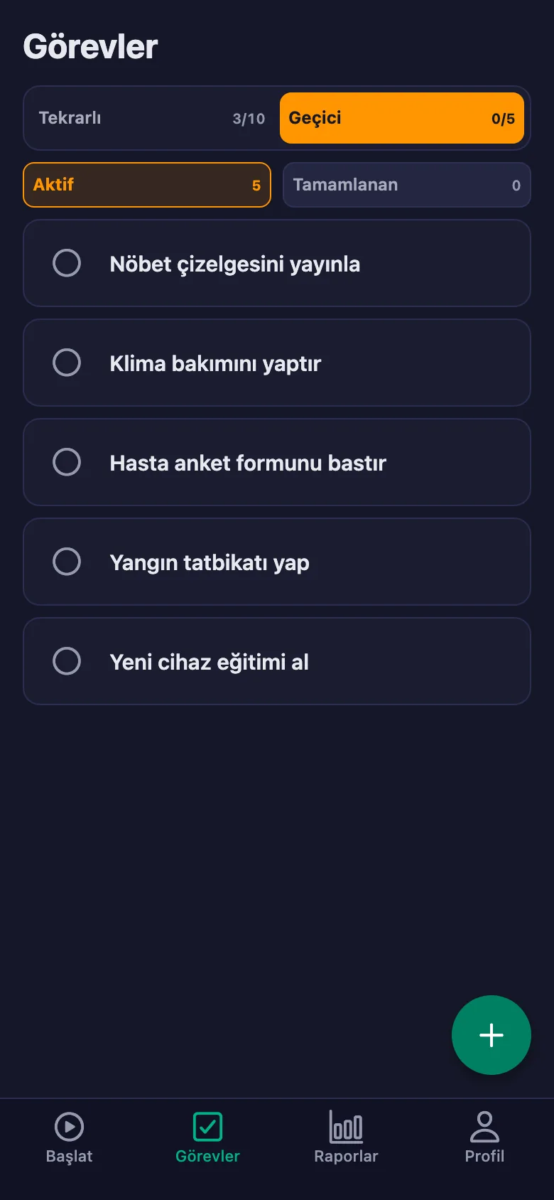 Günlük kontroller her gün yeniden açılıyor.