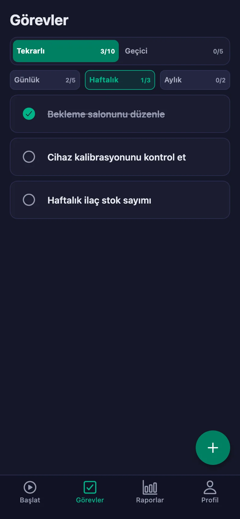 Günlük kontroller her gün yeniden açılıyor.