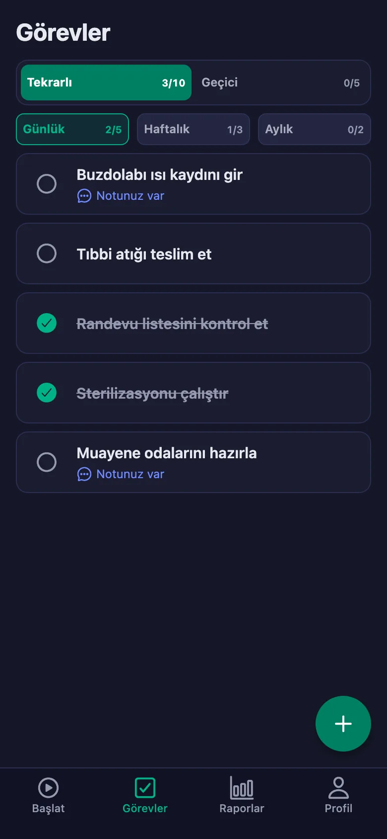Bekleyen kontrolünüz varsa telefonunuza bildirim düşüyor.