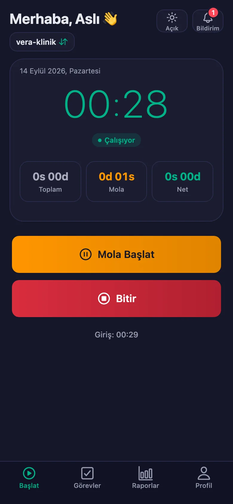 Bekleyen kontrolünüz varsa telefonunuza bildirim düşüyor.