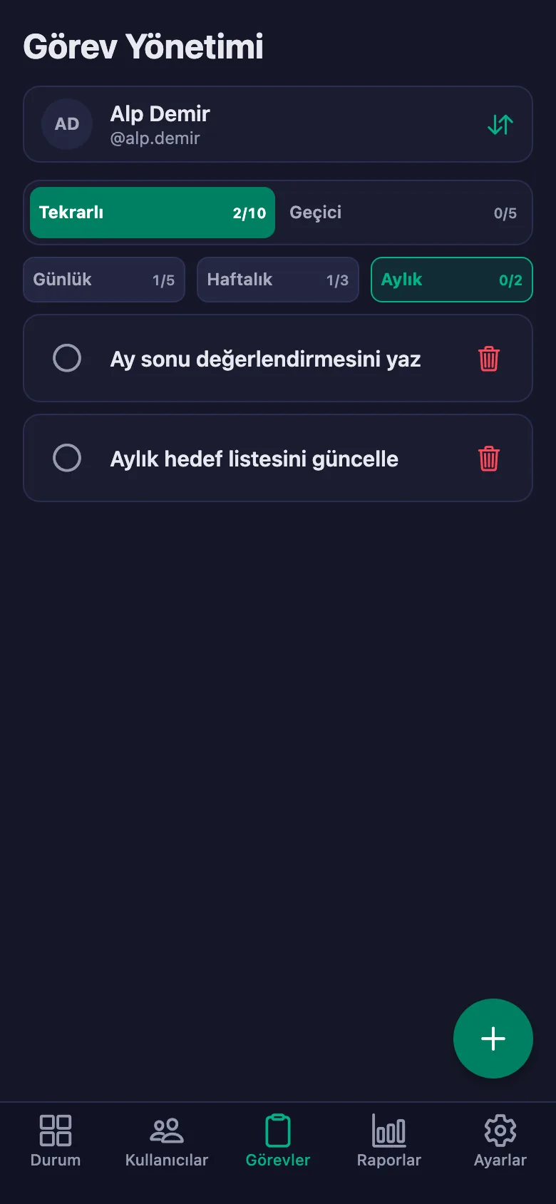 Seansta konuştuğunuz adımları madde madde ekliyor, danışanın notunu aynı yerde görüyorsunuz.