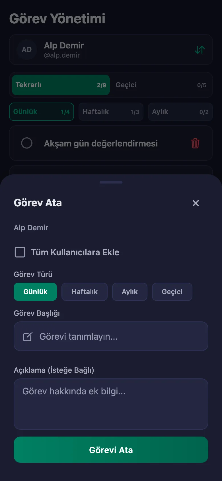 Seansta konuştuğunuz adımları madde madde ekliyor, danışanın notunu aynı yerde görüyorsunuz.