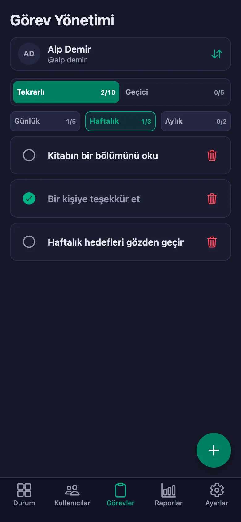 Seansta konuştuğunuz adımları madde madde ekliyor, danışanın notunu aynı yerde görüyorsunuz.
