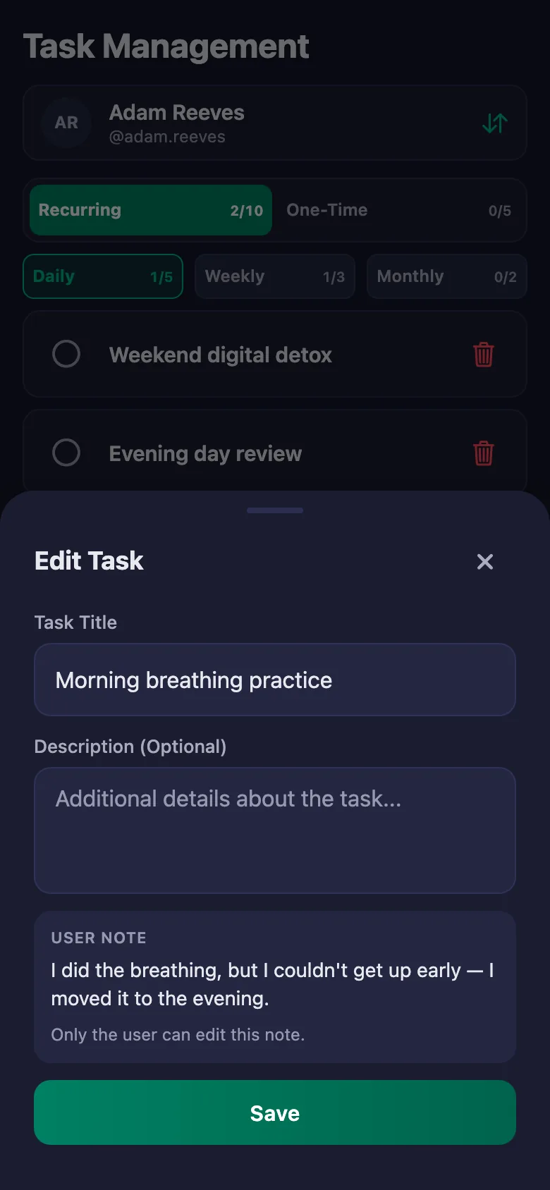 You add the steps you agreed one by one, and see your client's note in the same place.