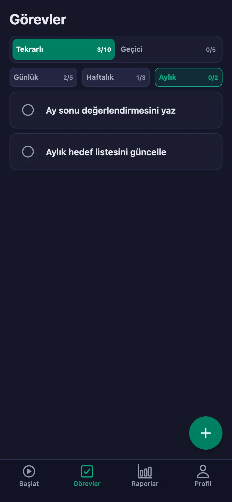 Günlük adımlar her gün yeniden açılıyor.