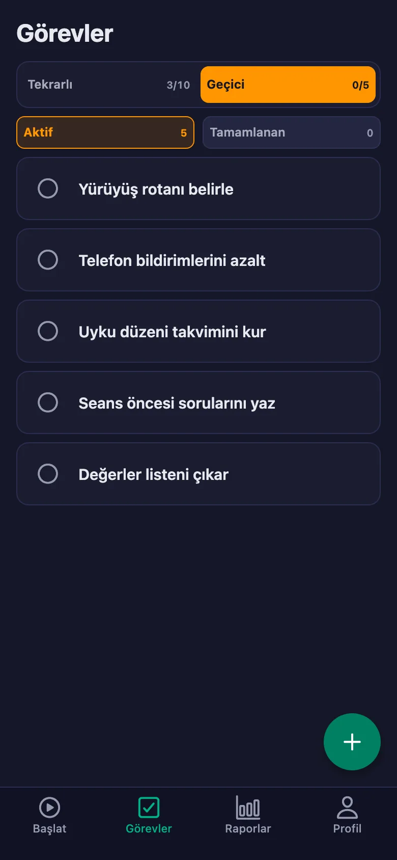 Günlük adımlar her gün yeniden açılıyor.