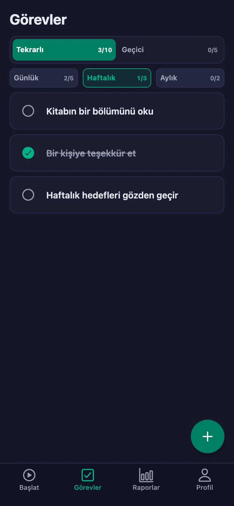 Günlük adımlar her gün yeniden açılıyor.