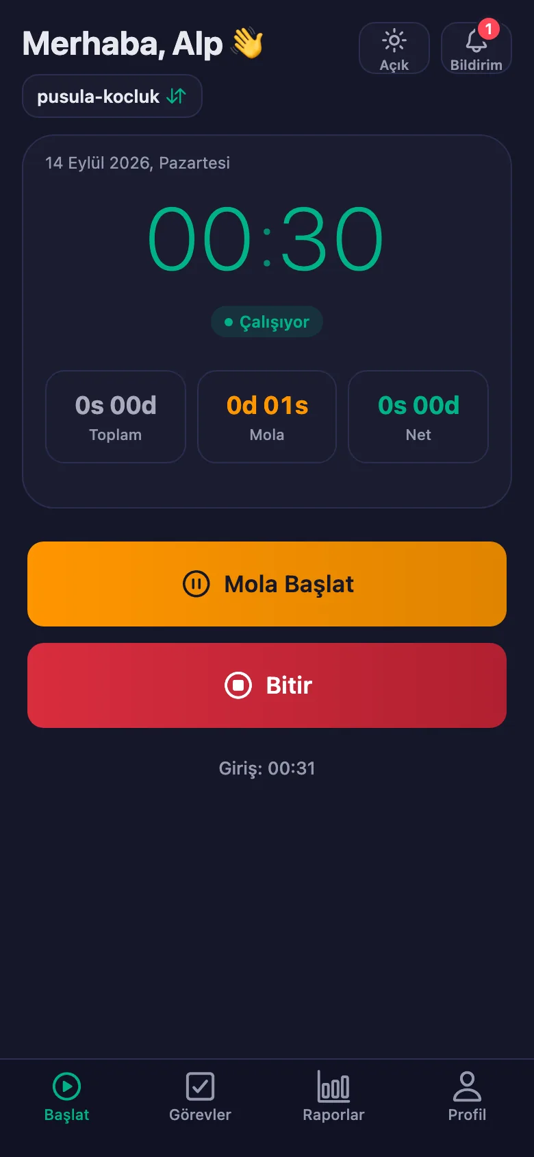 Yapılmamış adımınız varsa telefonunuza bildirim düşüyor.