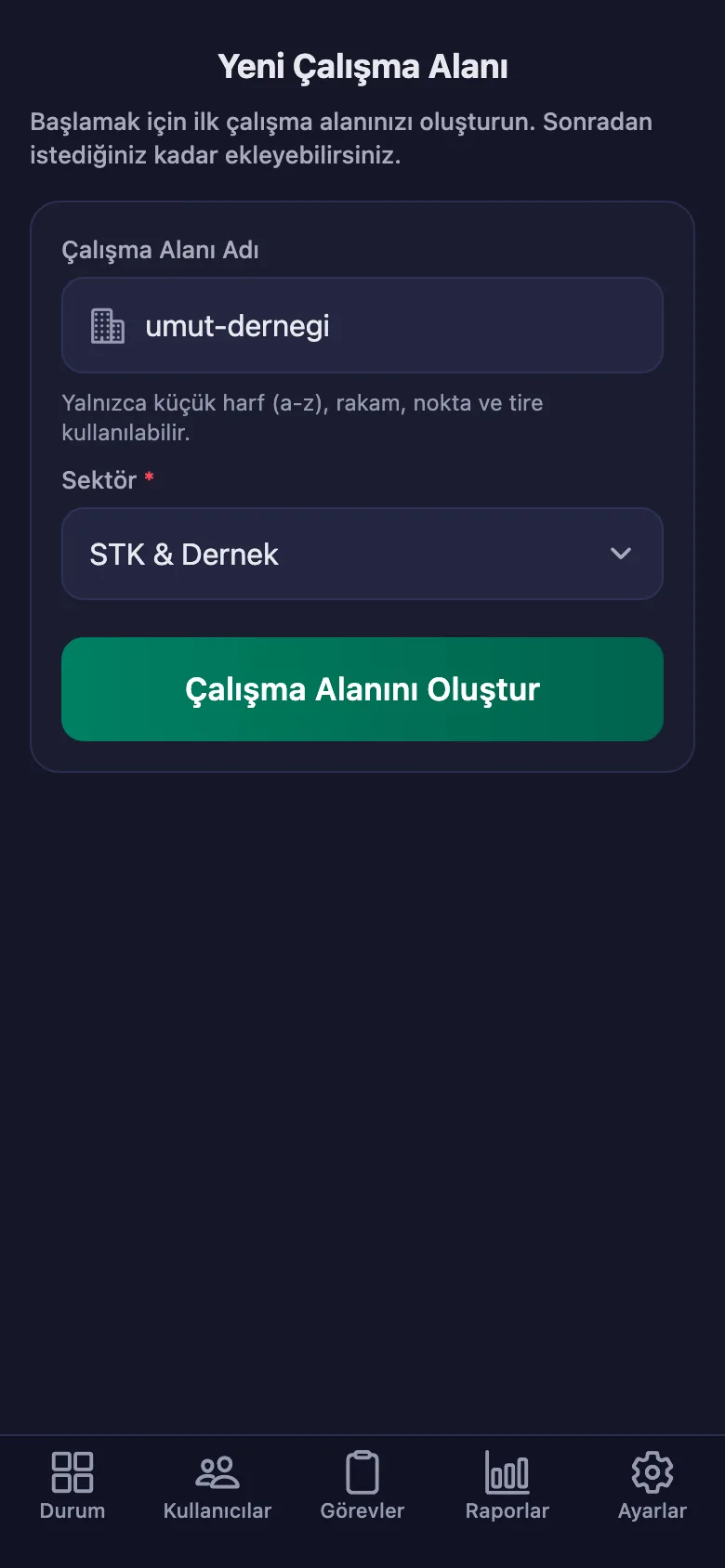 Alana verdiğiniz ad, gönüllülerin gireceği kodun da kendisi.