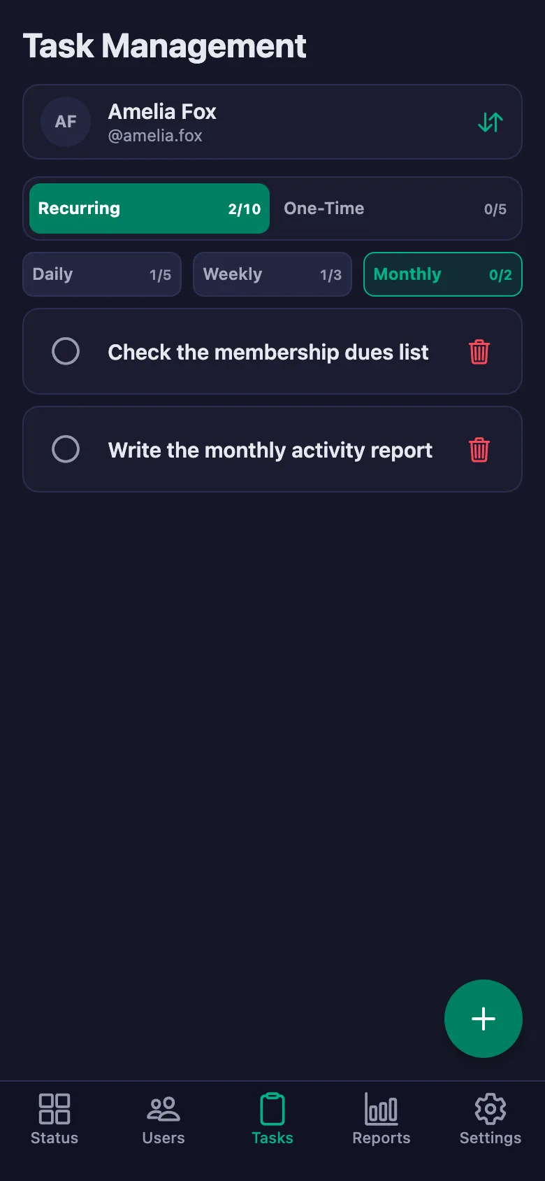 You add the field tasks one by one, and see the volunteer's note in the same place.