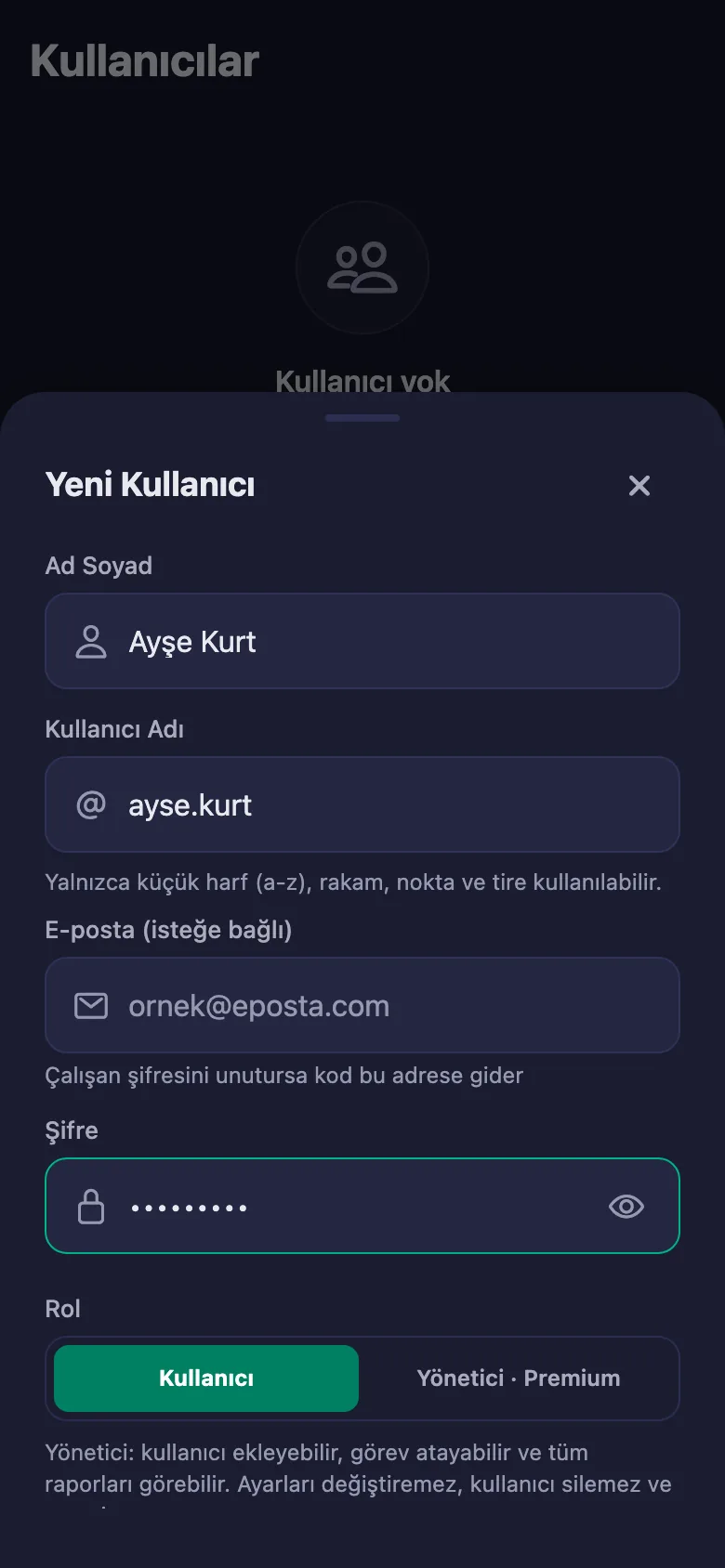 Her gönüllüye kullanıcı adı ve şifre veriyorsunuz; hemen giriş yapabiliyorlar.