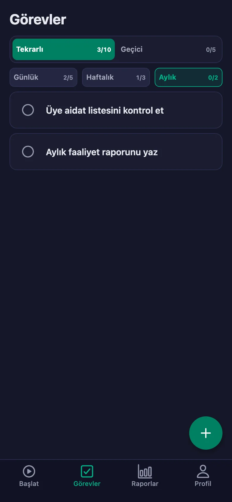 Günlük görevler her gün yeniden açılıyor.