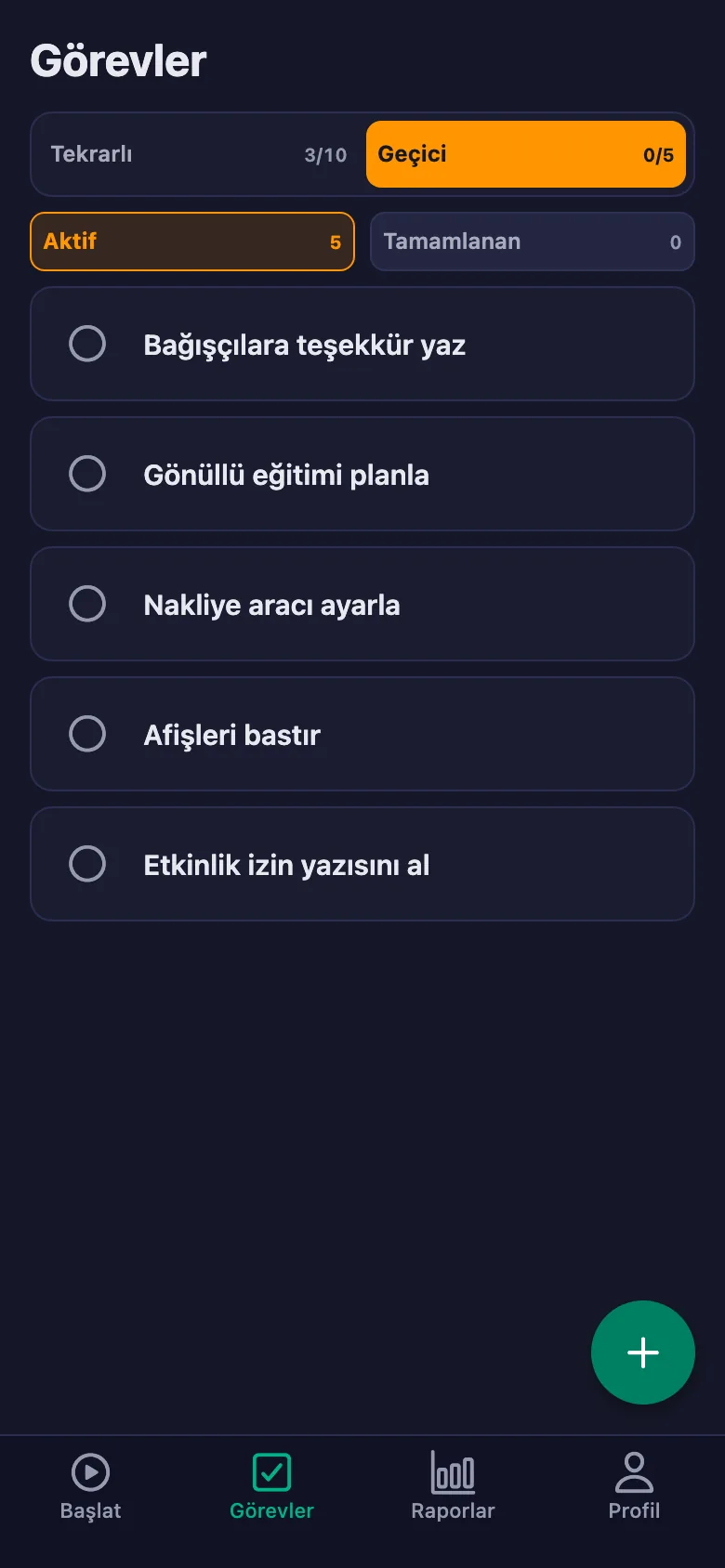 Günlük görevler her gün yeniden açılıyor.