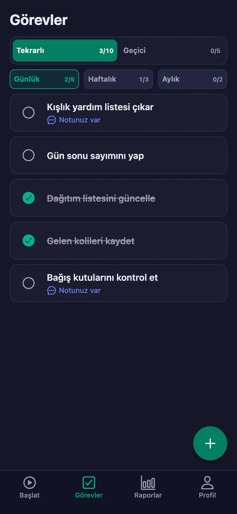 Bekleyen göreviniz varsa telefonunuza bildirim düşüyor.
