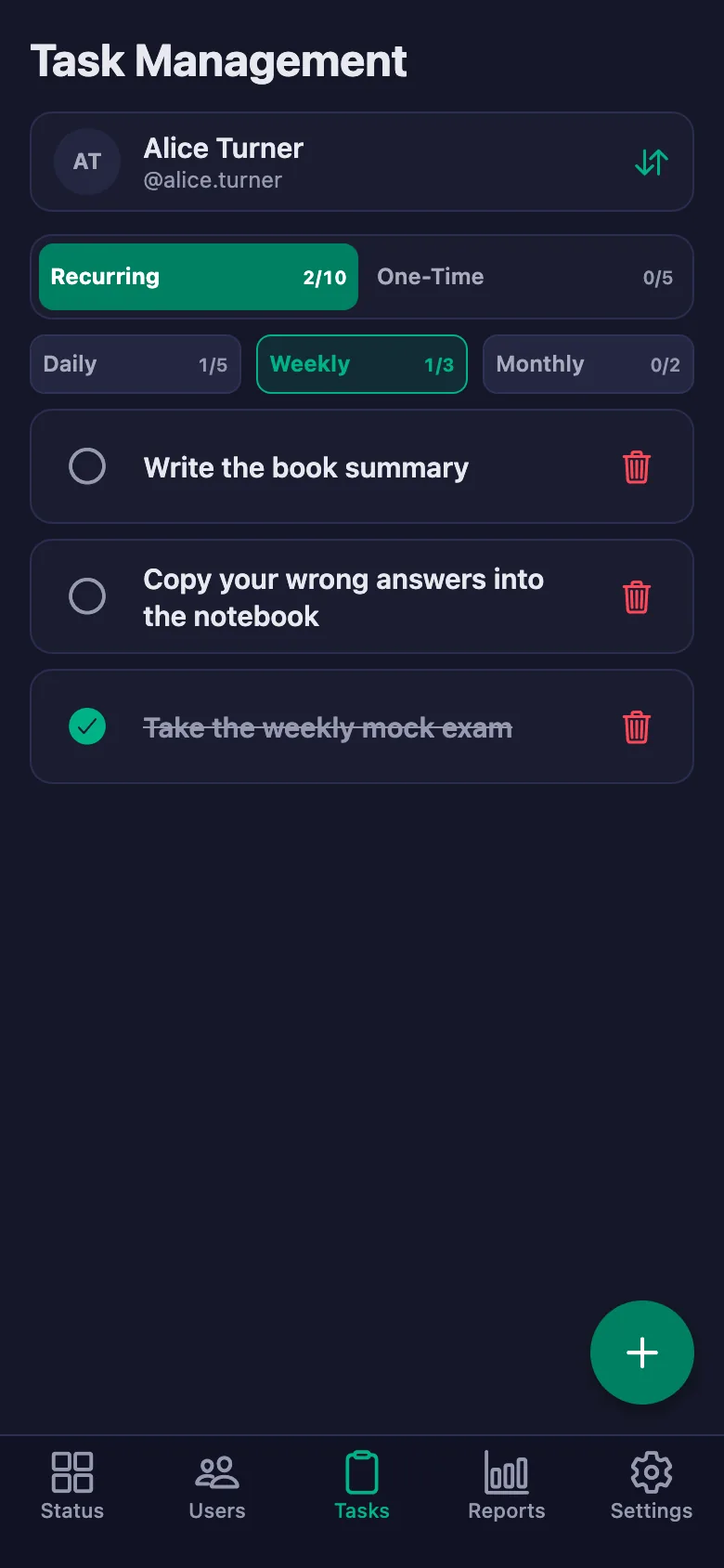 Add the homework item by item, and see the note your student wrote in the same place.