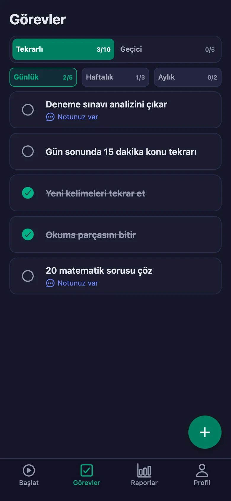 Yapılmamış ödeviniz varsa telefonunuza bildirim düşüyor.