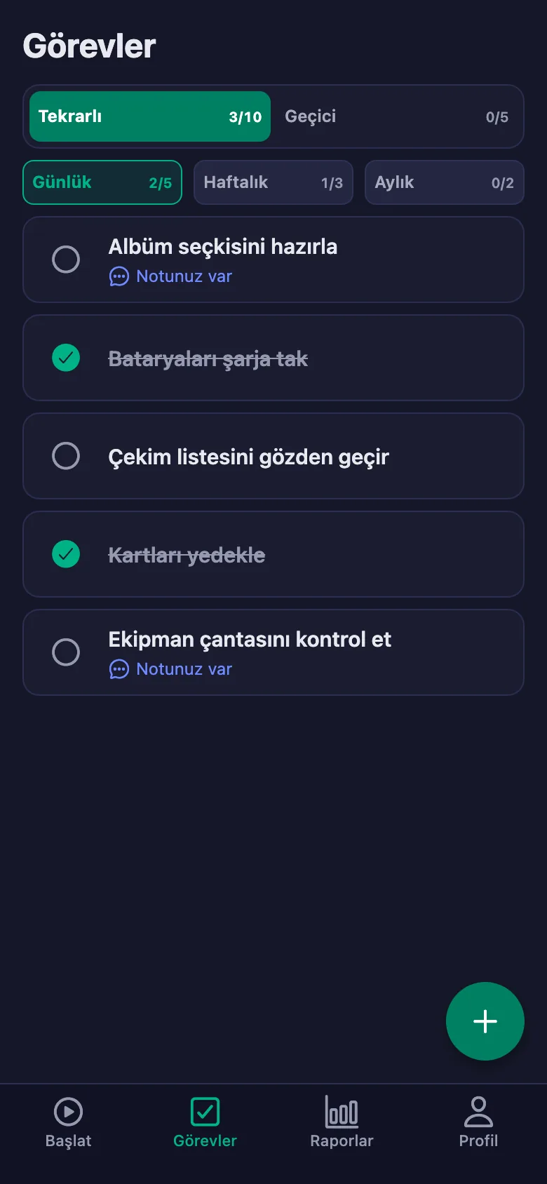 Bekleyen kontrolünüz varsa telefonunuza bildirim düşüyor.
