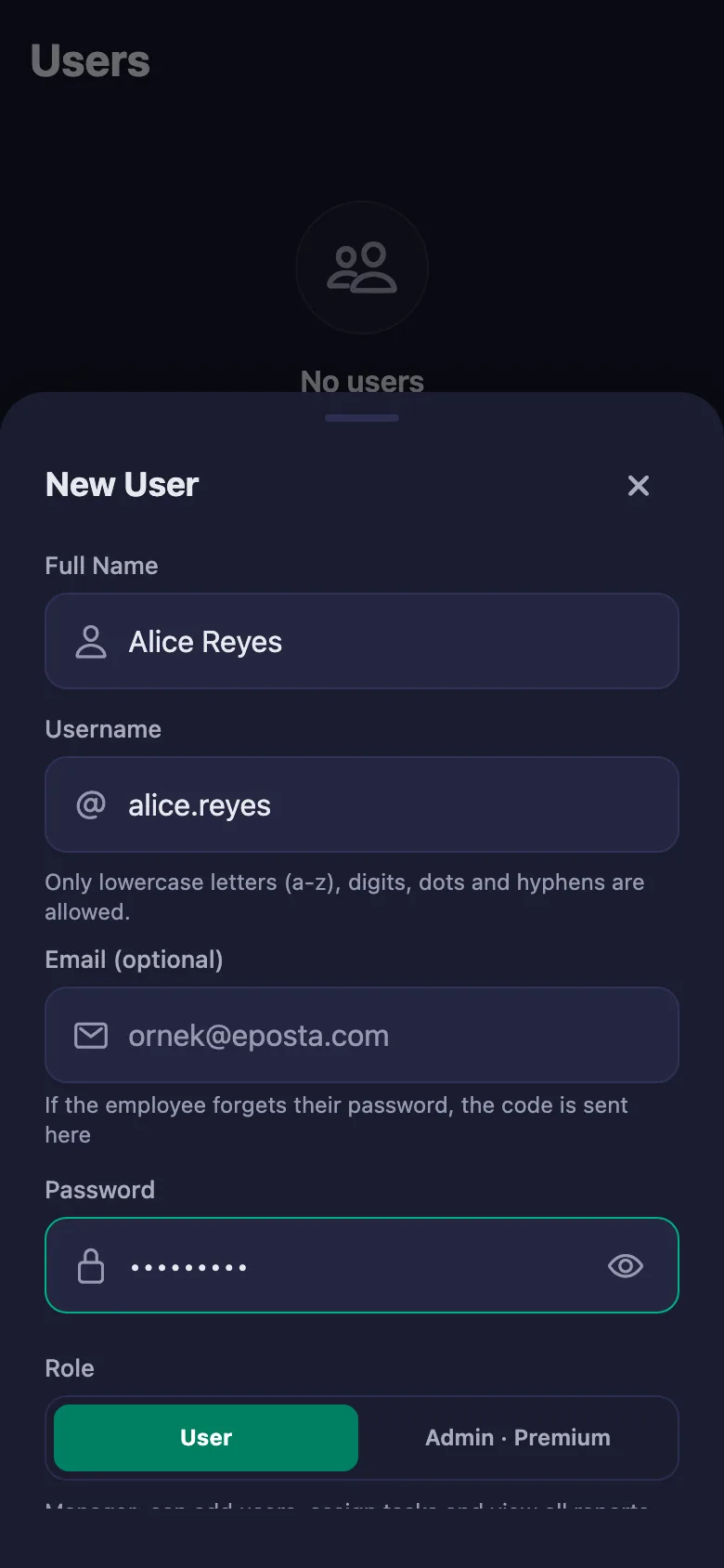 You give each person a username and password; they can sign in straight away.