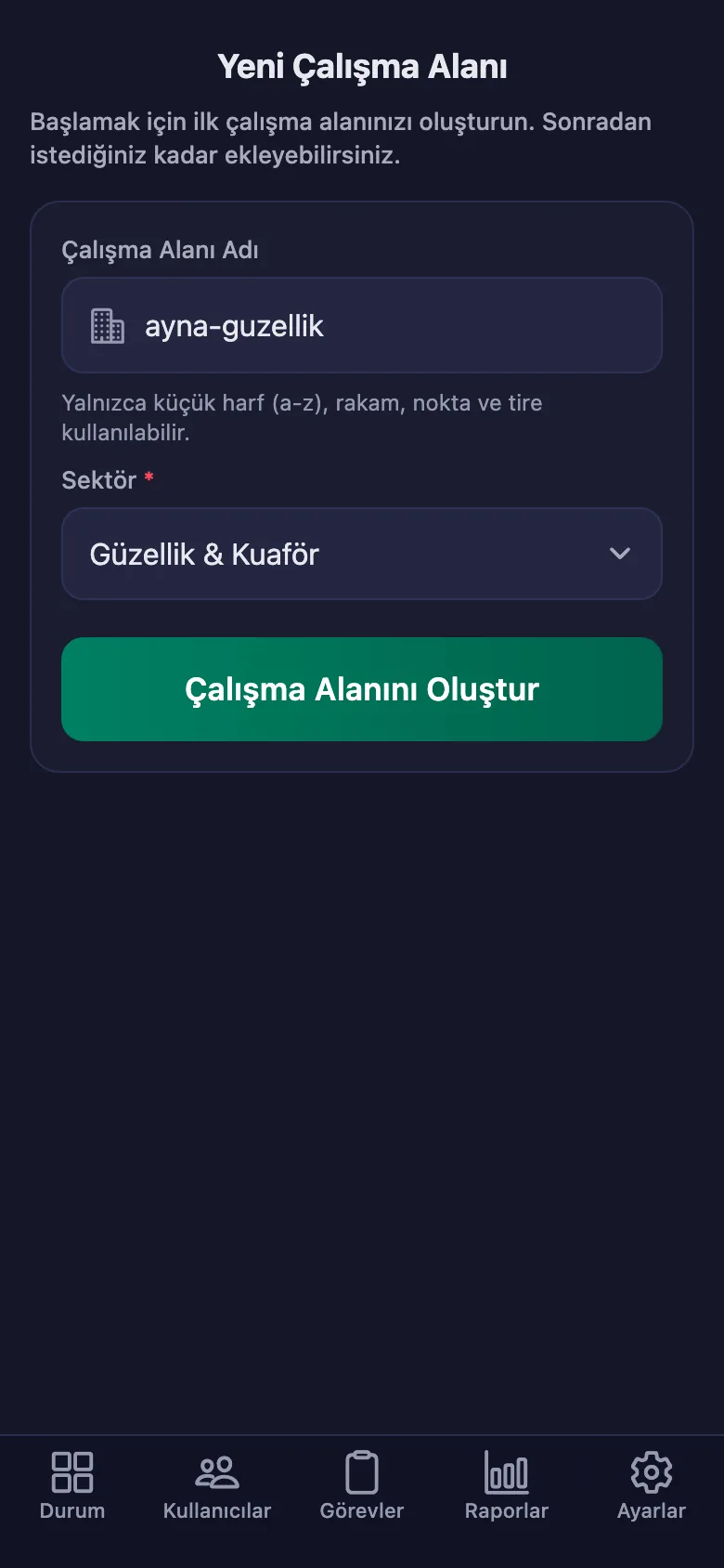 Alana verdiğiniz ad, personelin gireceği kodun da kendisi.