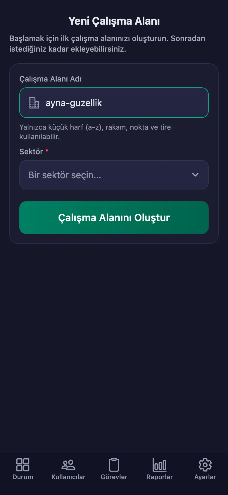 Alana verdiğiniz ad, personelin gireceği kodun da kendisi.