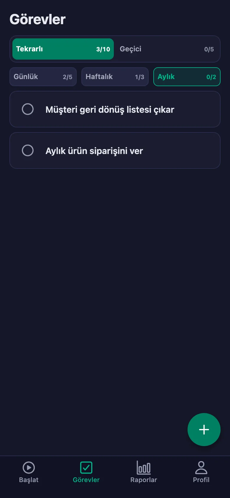 Günlük görevler her gün yeniden açılıyor.